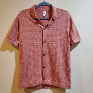 GAP Men's Casual Textured Cotton Sweater Polo Shirt